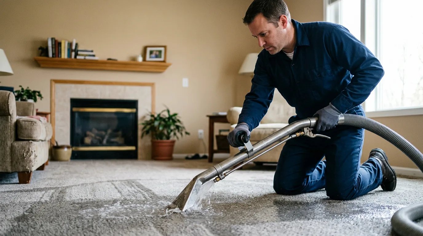 Water damage restoration technician working near Hanceville, AL
